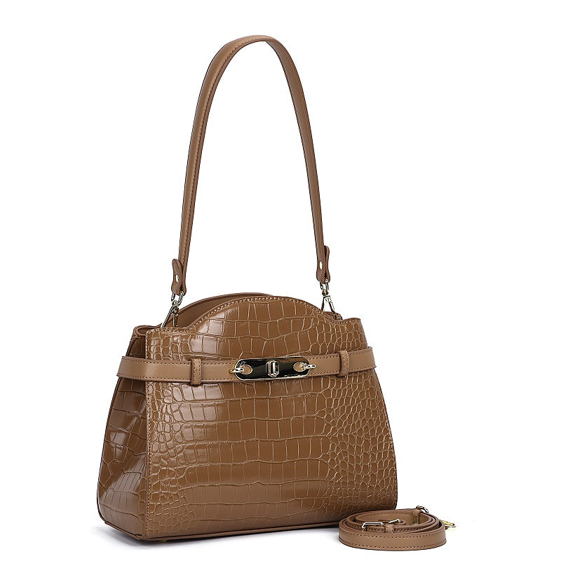 GESSY CROCODILE PATTERNED FAUX LEATHER HANDBAG