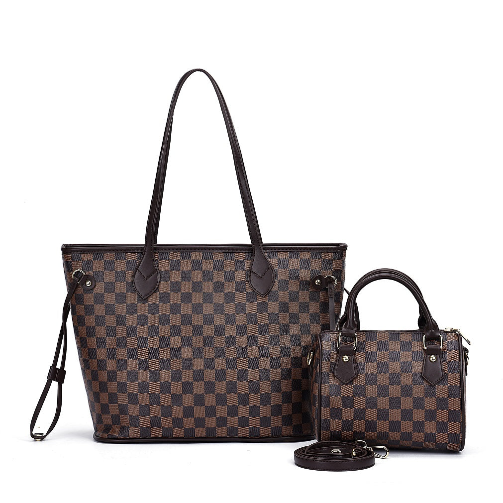 GESSY 2PCS SET BAG IN CHECK PRINT
