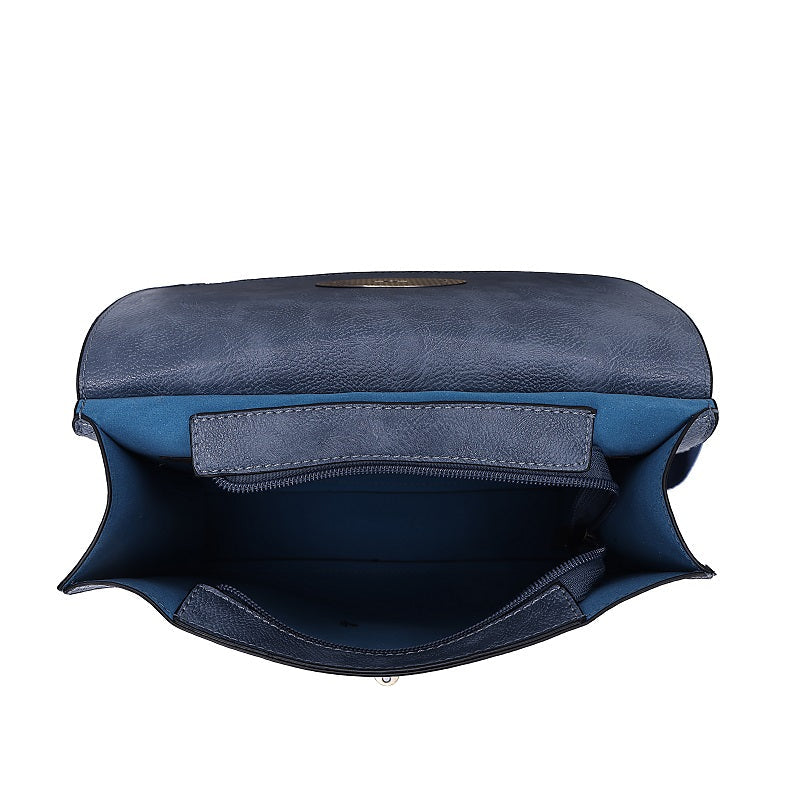 GESSY MESSENGER CROSS BODY BAG TWIST LOCKER IN DARK BLUE