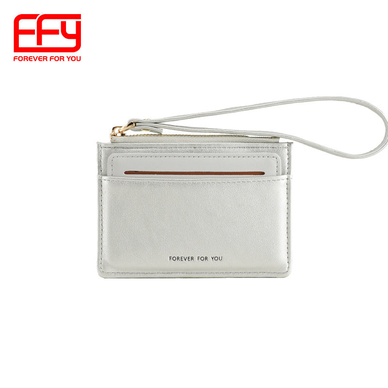 GESSY MULTI-LAYER CARD HOLDER WITH LANYARD IN SILVER