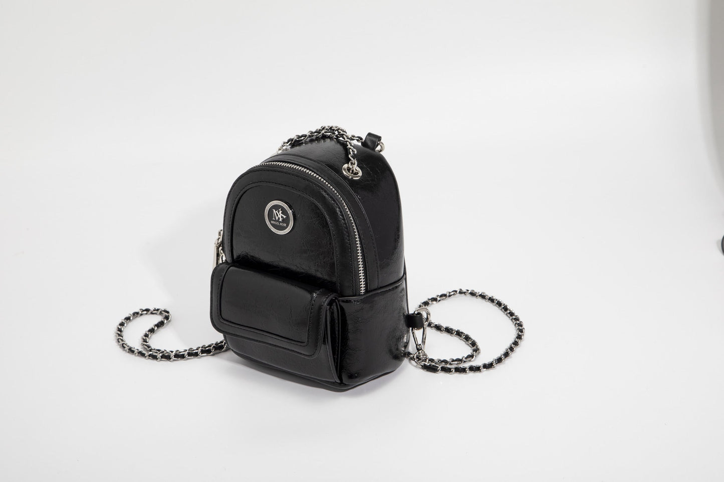 GESSY CHAIN STRAP SMALL BACKPACK IN BLACK