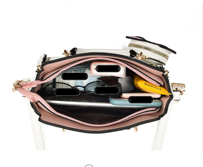 GESSY LEATHER METAL HANDLE BAG WITH KITTY COIN PURSE