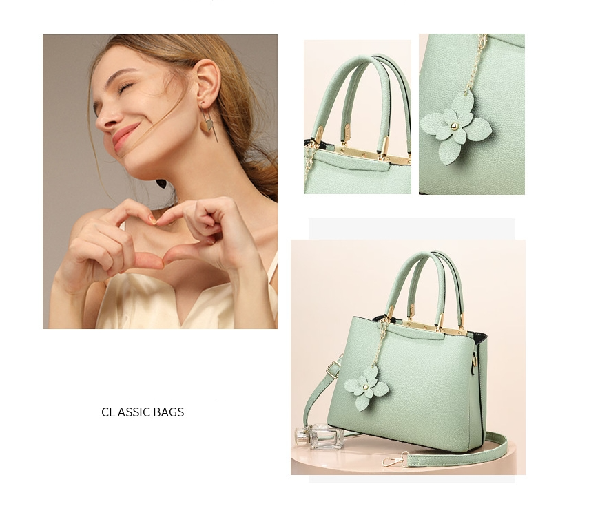 GESSY FAUX LEATHER TOTE BAG WITH FLOWER PAD