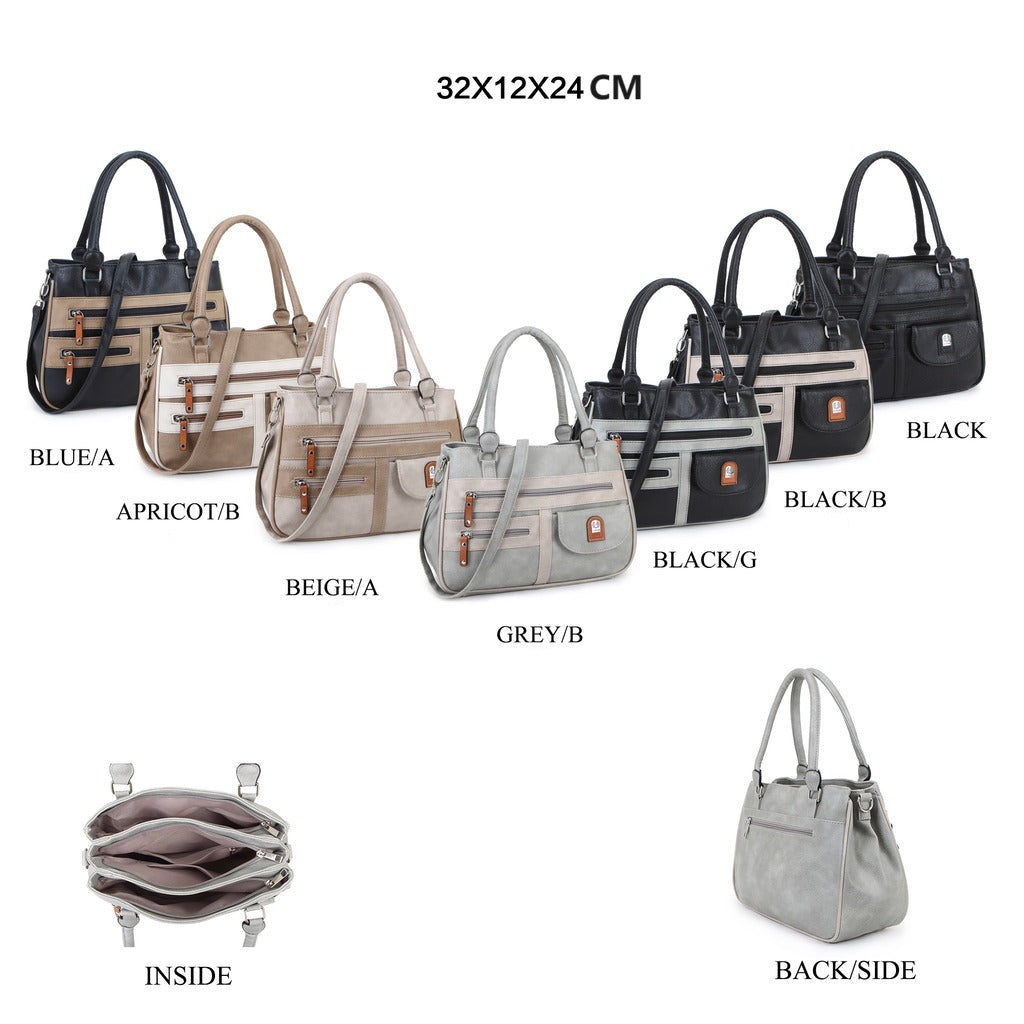 GESSY COLORBLOCK ZIP BAG IN BLACK/G