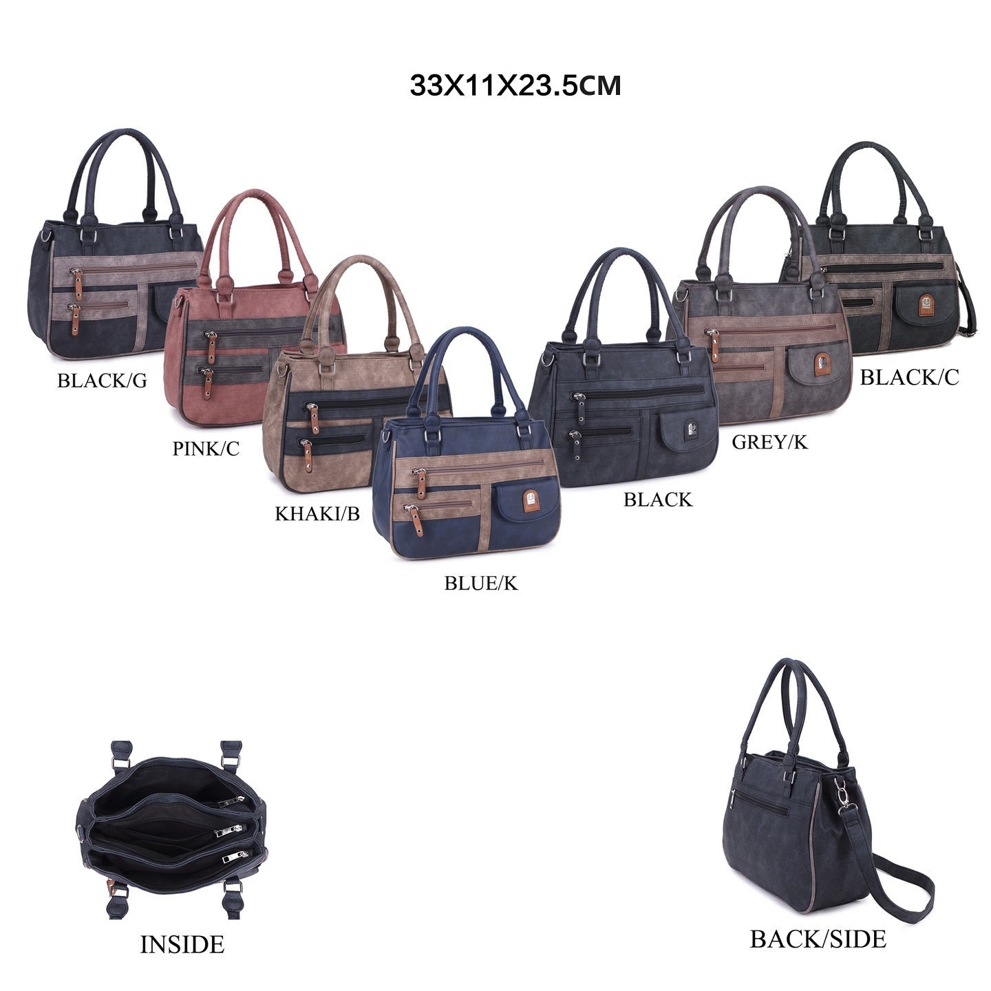 GESSY LARGE CAPACITY HANDBAG IN BLACK