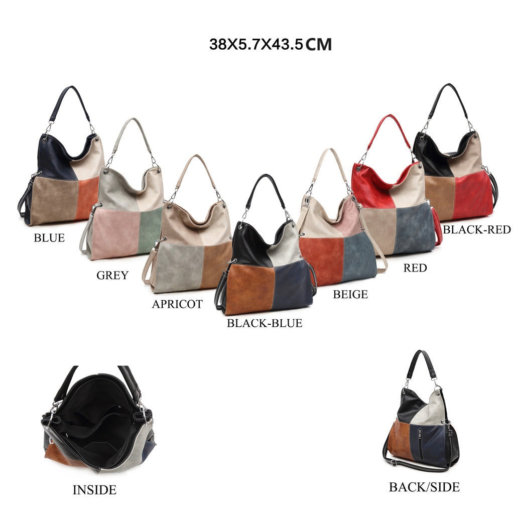 GESSY COLORBLOCK SINGLE STRAP HANDBAG IN BLACK/BLUE