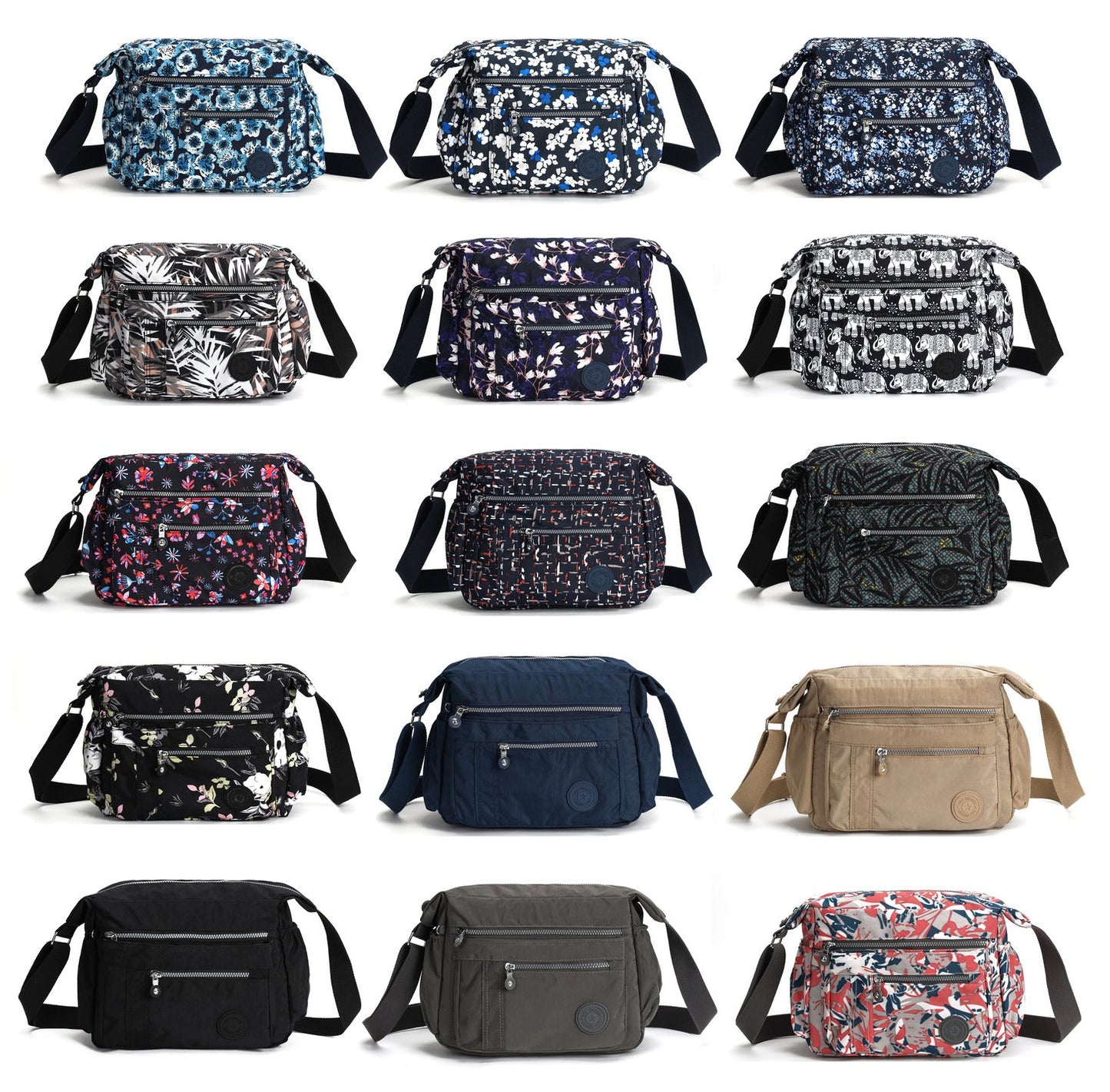 GESSY FLORA PRINT WATERPROOF UNISEX NYLON CROSSBODY BAG