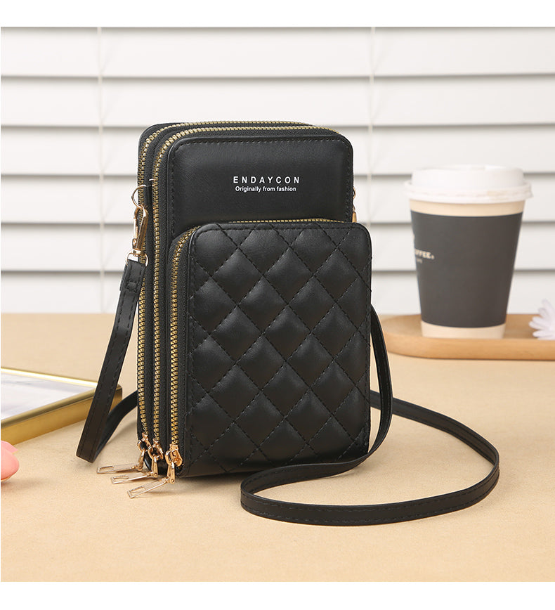 GESSY QUILTED MESH PATTERNED CELLPHONE BAG