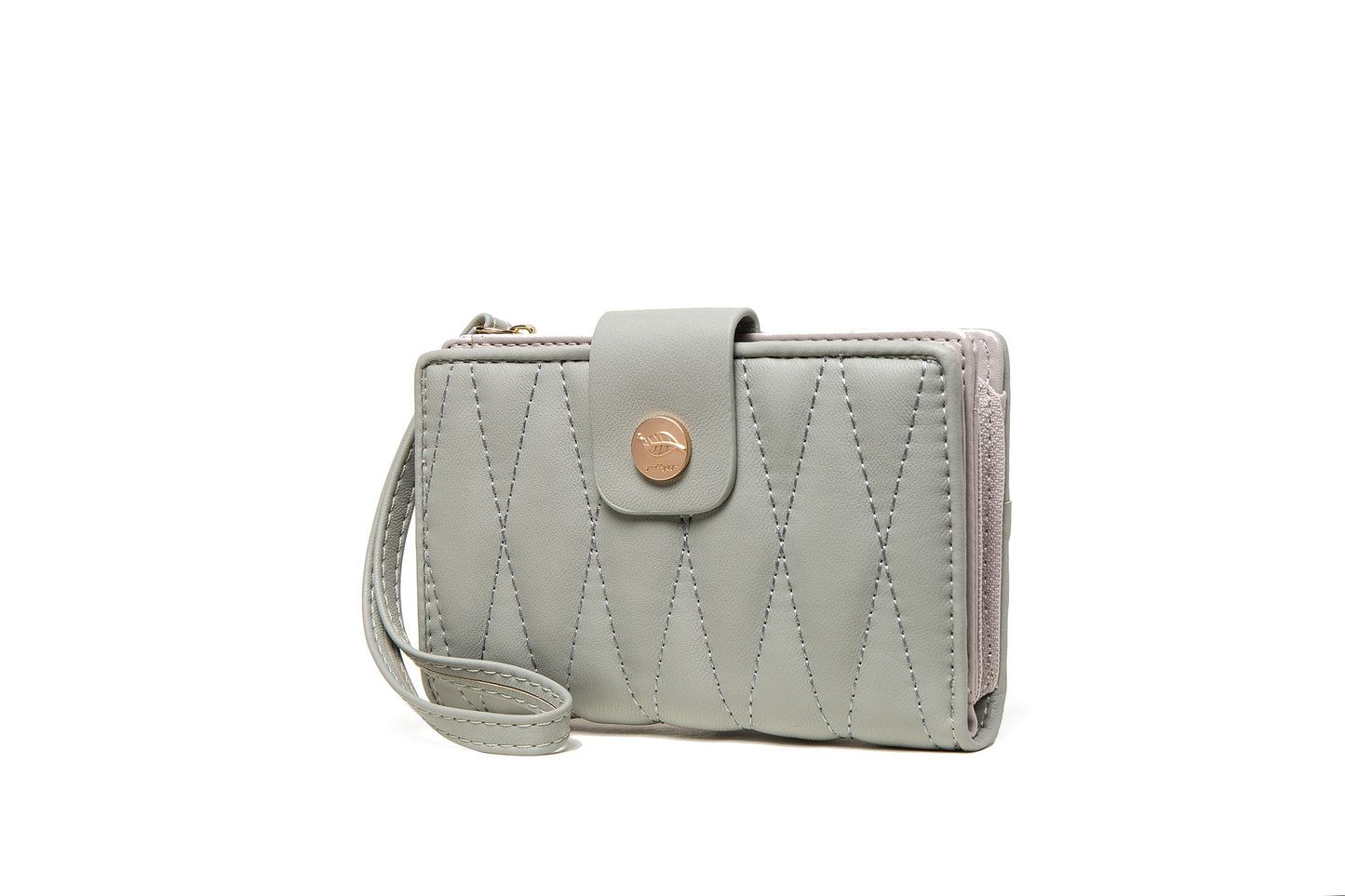 GESSY DIAMOND SHAPE QUILTED MEDIUM CLUTCH PURSE IN ORANGE