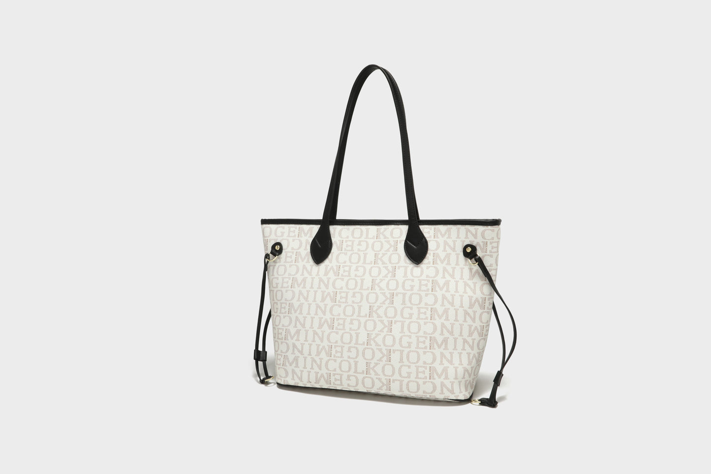 GESSY RETRO LUXURY LARGE TOTE BAG WITH SMALL HANDBAG 2 PCS SET IN WHITE