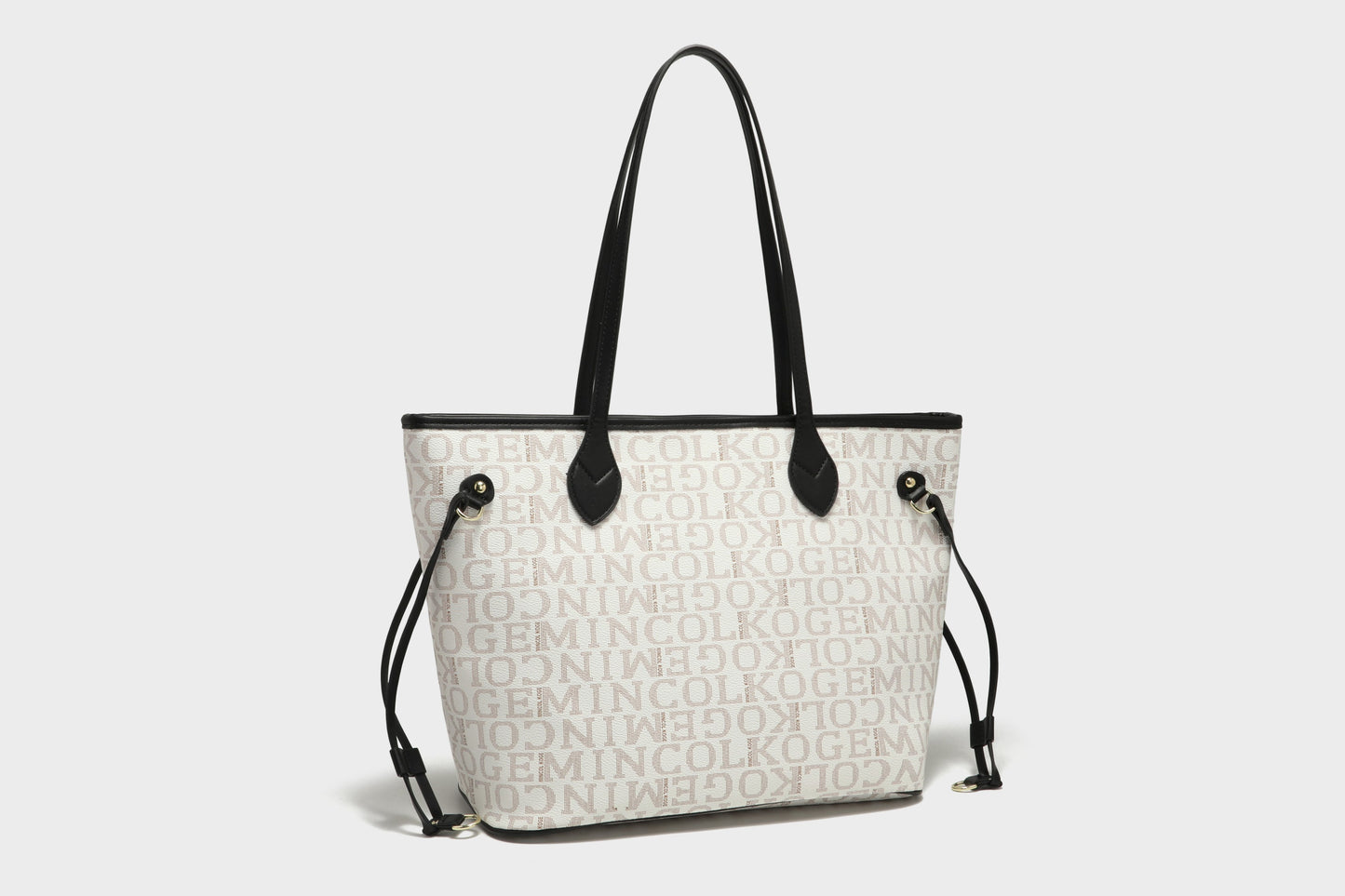 GESSY RETRO LUXURY LARGE TOTE BAG WITH SMALL HANDBAG 2 PCS SET IN WHITE