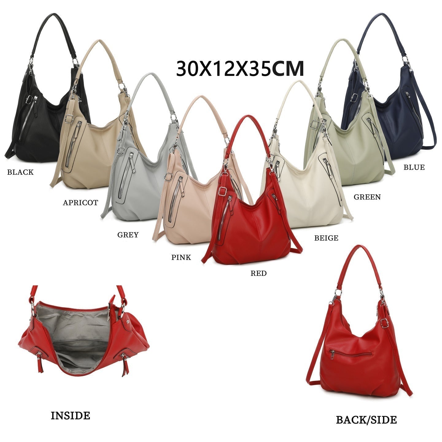 GESSY DOUBLE SIDE ZIP HANDBAG IN APRICOT