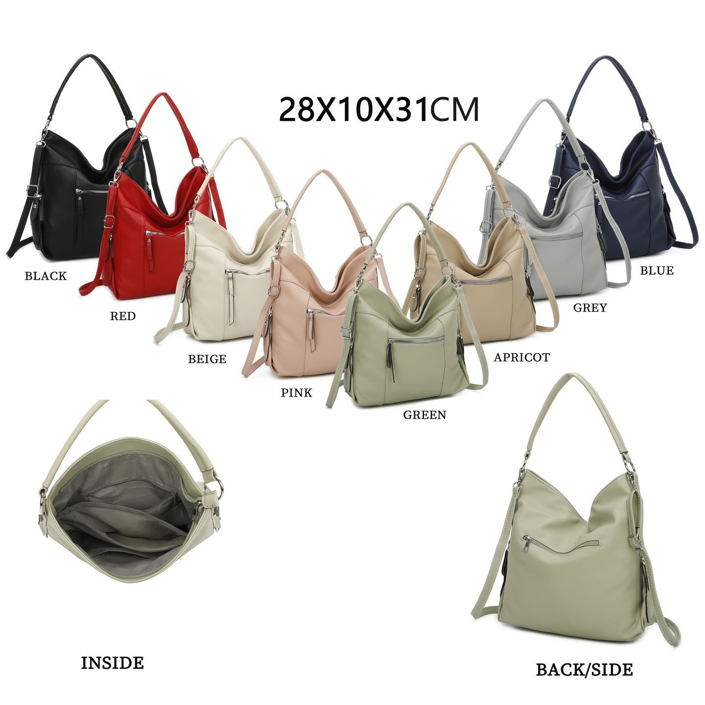 GESSY FRONT ZIP STYLISH HANDBAG IN BEIGE