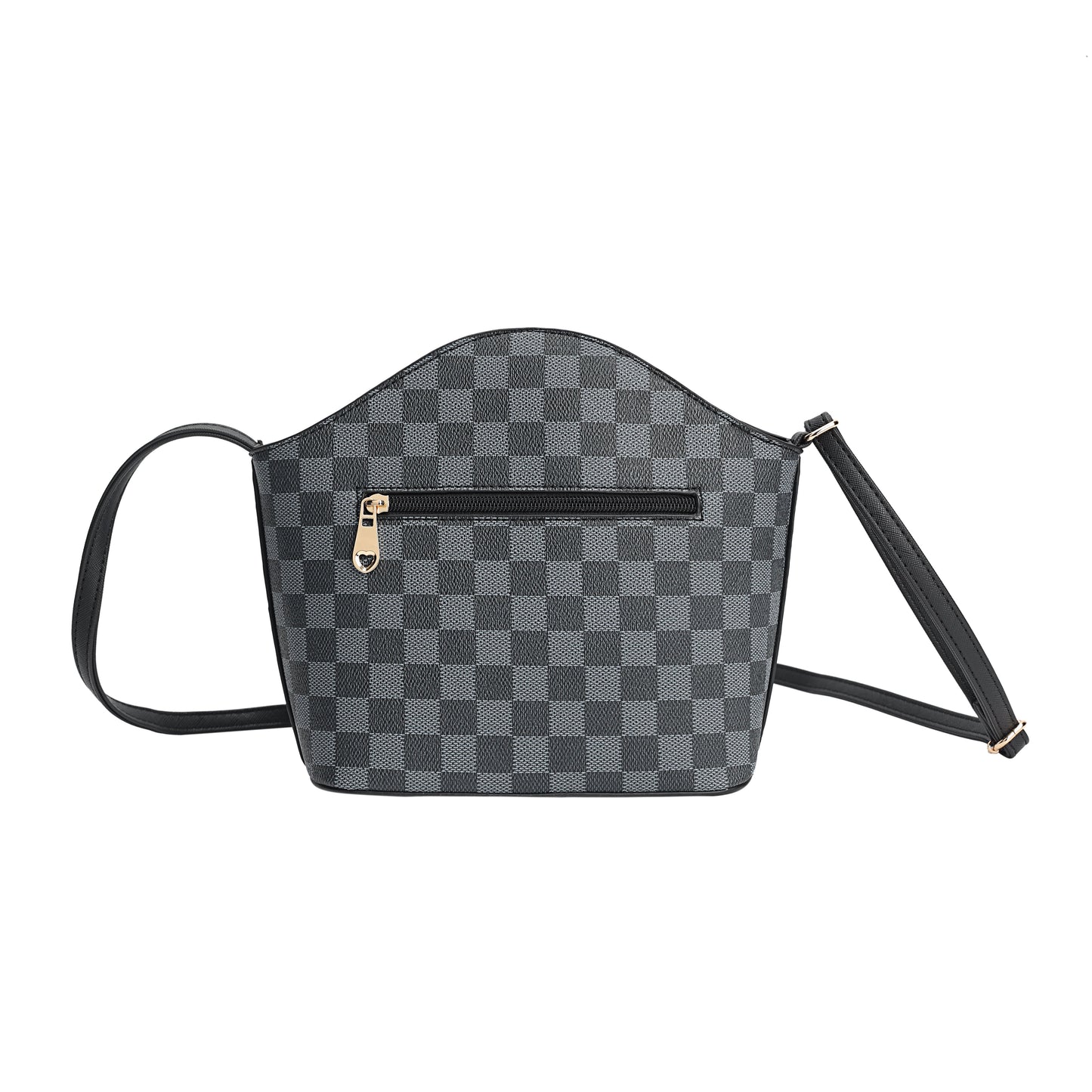 GESSY OVAL SHAPE CHECKERED HANDBAG IN BLACK
