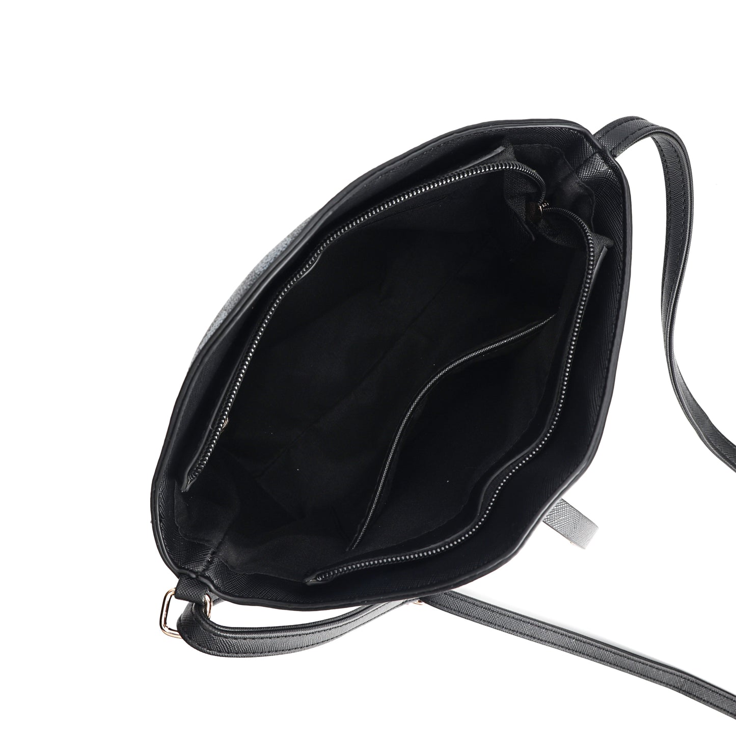 GESSY OVAL SHAPE CHECKERED HANDBAG IN BLACK