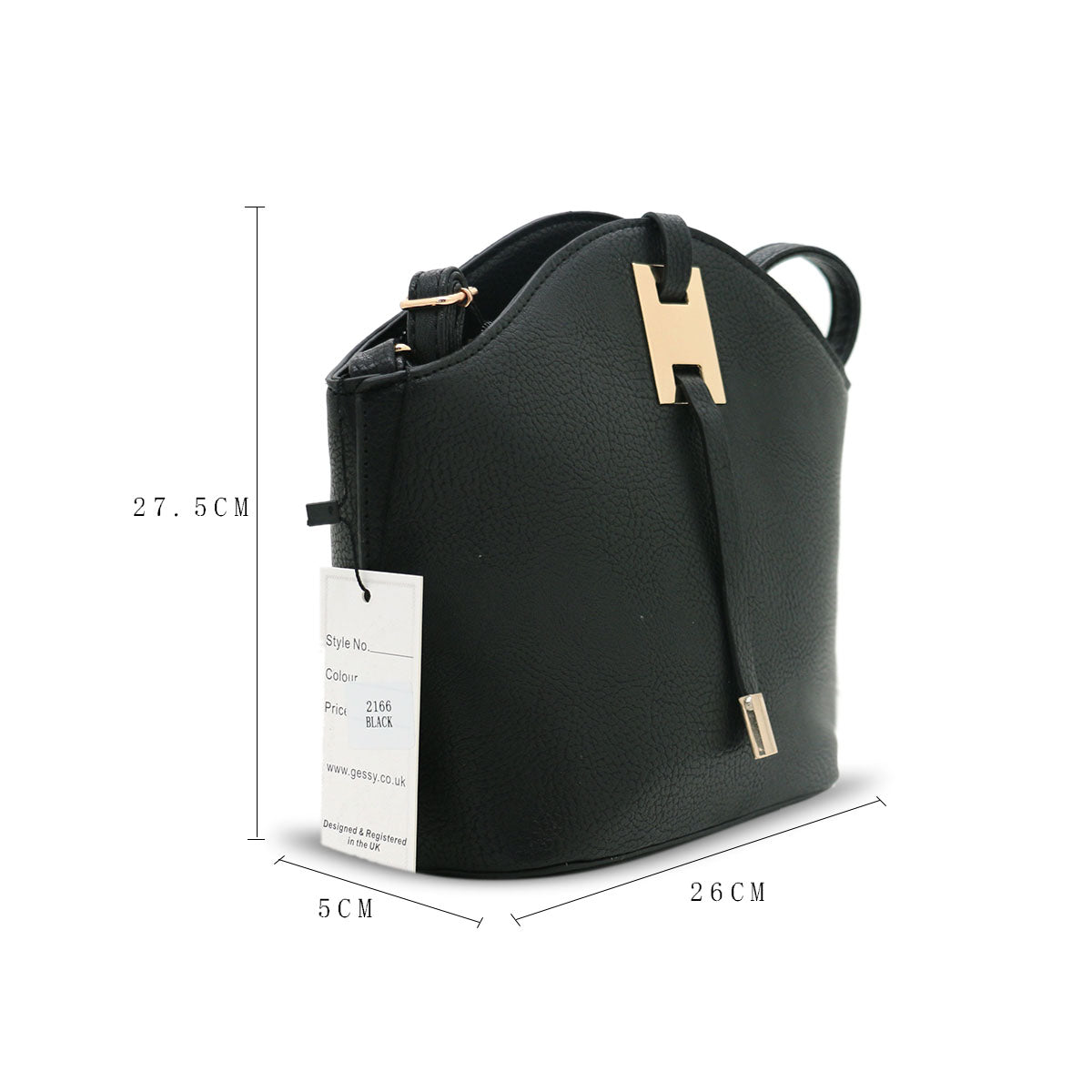 GESSY OVAL SHAPE HANDBAG IN BLACK