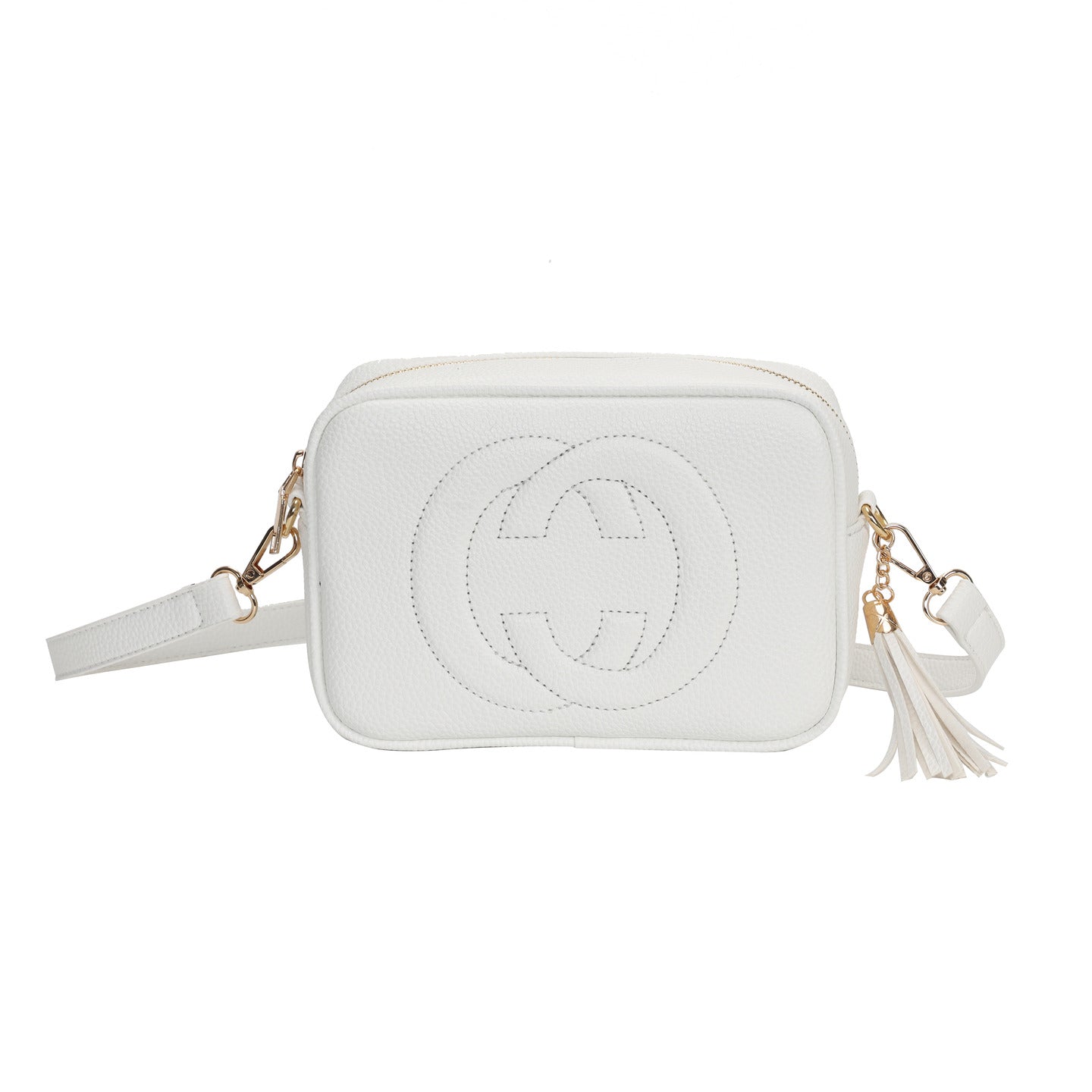 GESSY CAMERA TASSEL CLUTCH HANDBAG IN WHITE