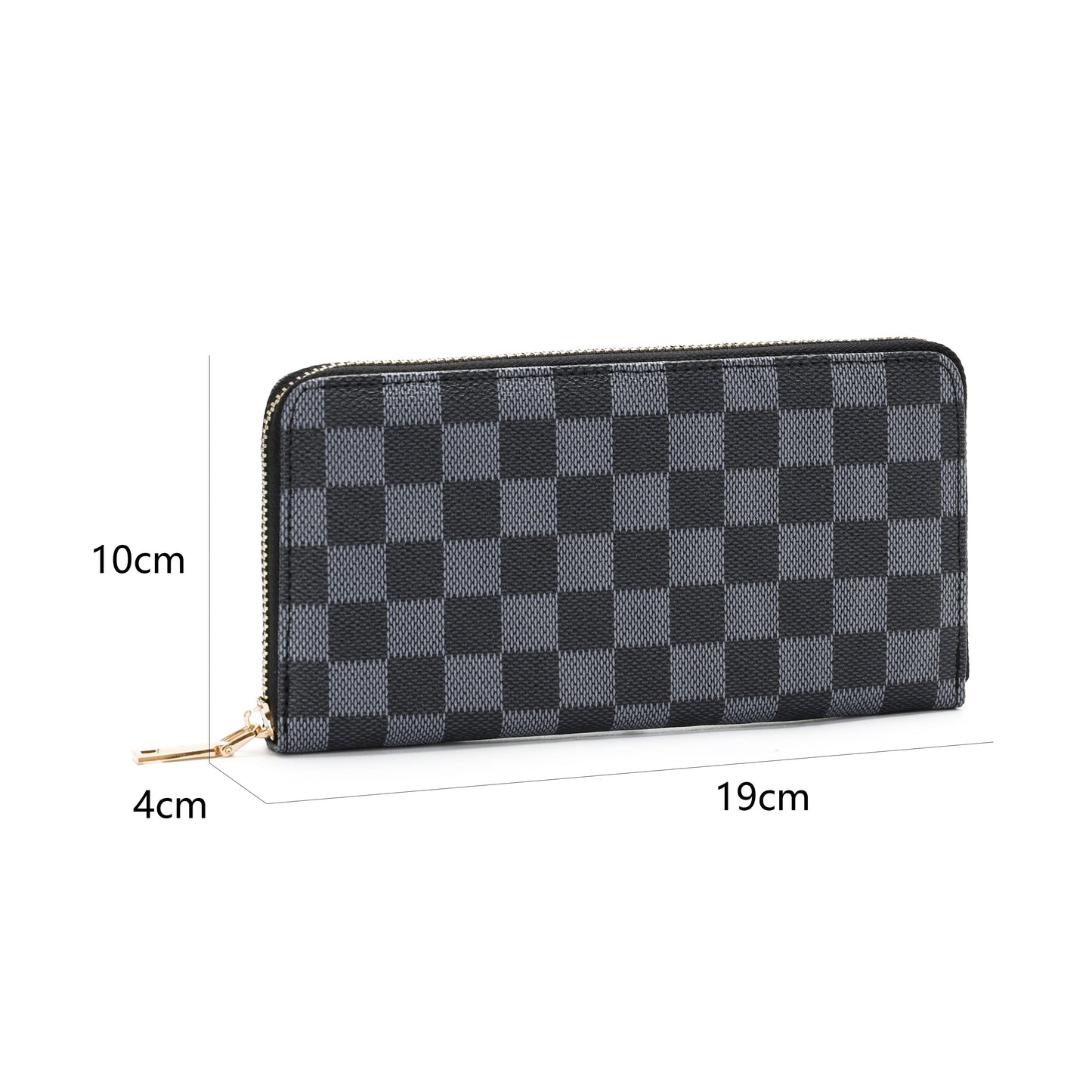 GESSY CHECKERED PRINT LONG PURSE IN BLACK