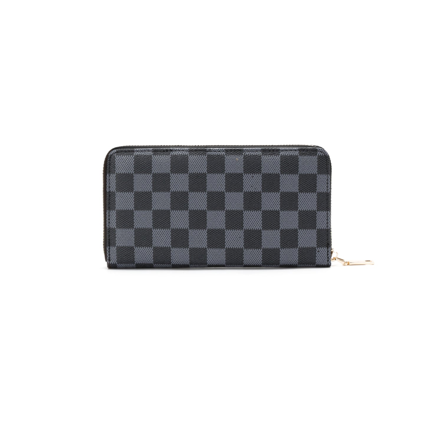 GESSY CHECKERED PRINT LONG PURSE IN BLACK
