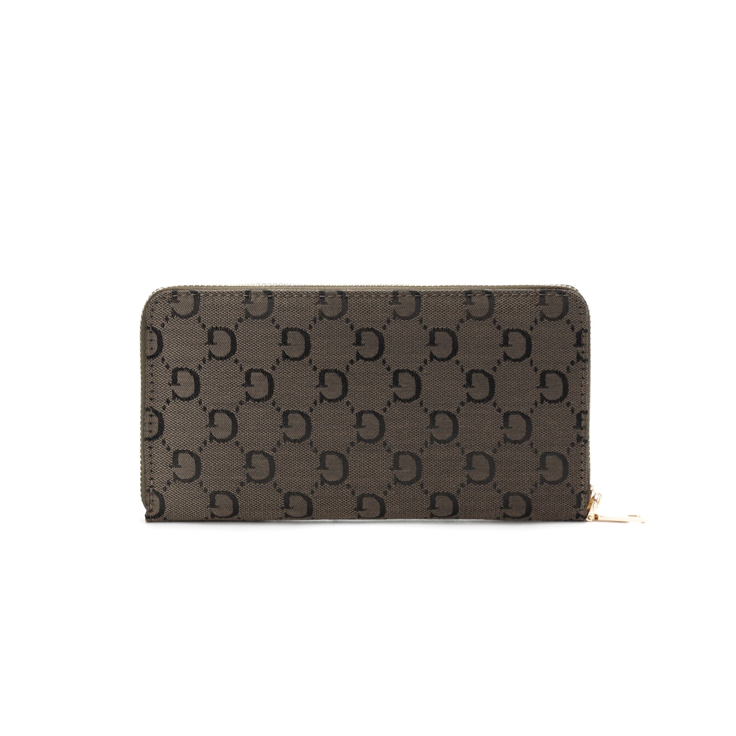 GESSY LOGO PRINT LONG PURSE WITH BOW TIE IN COFFEE