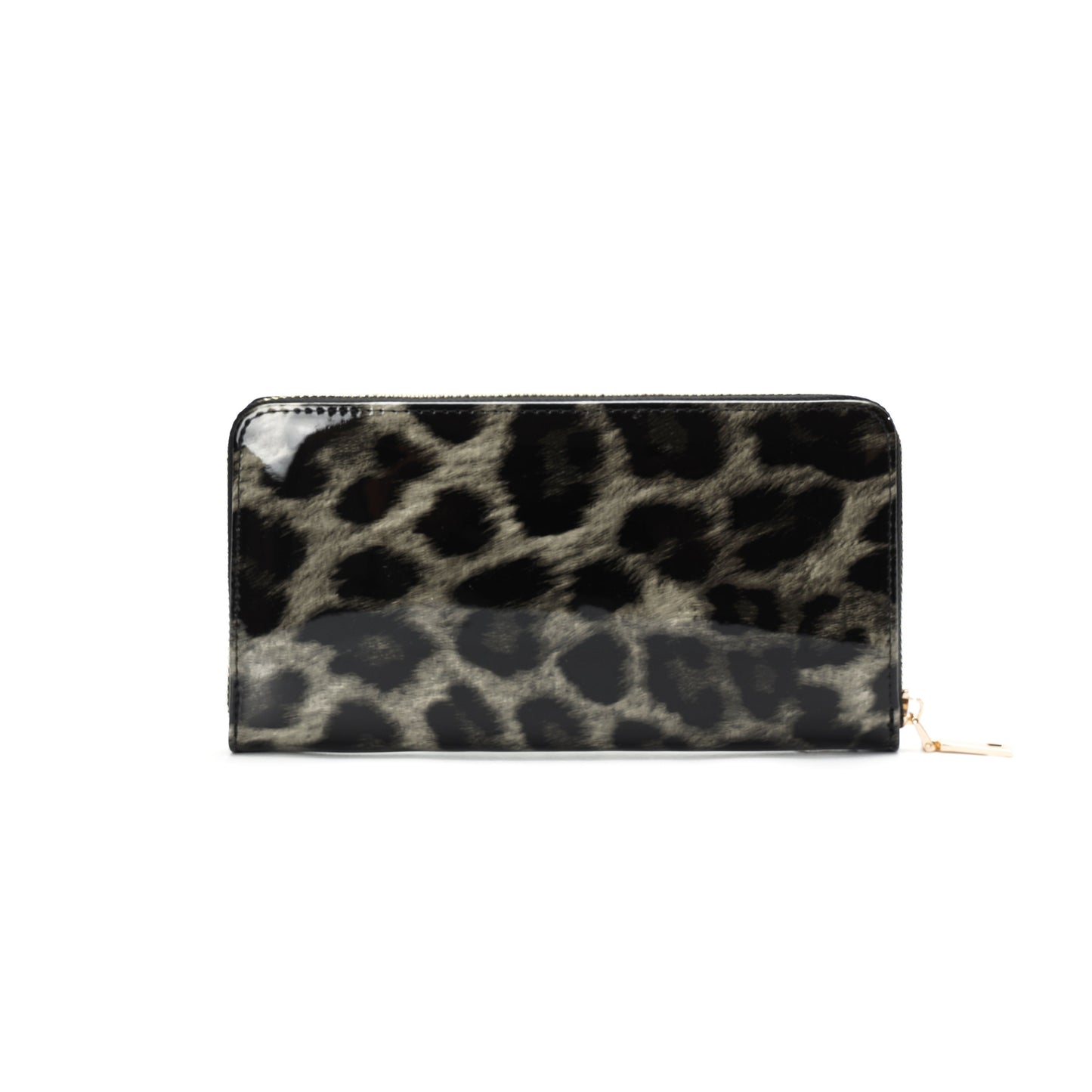 GESSY LEOPARD PRINT LONG PURSE WITH BOW TIE IN BLACK