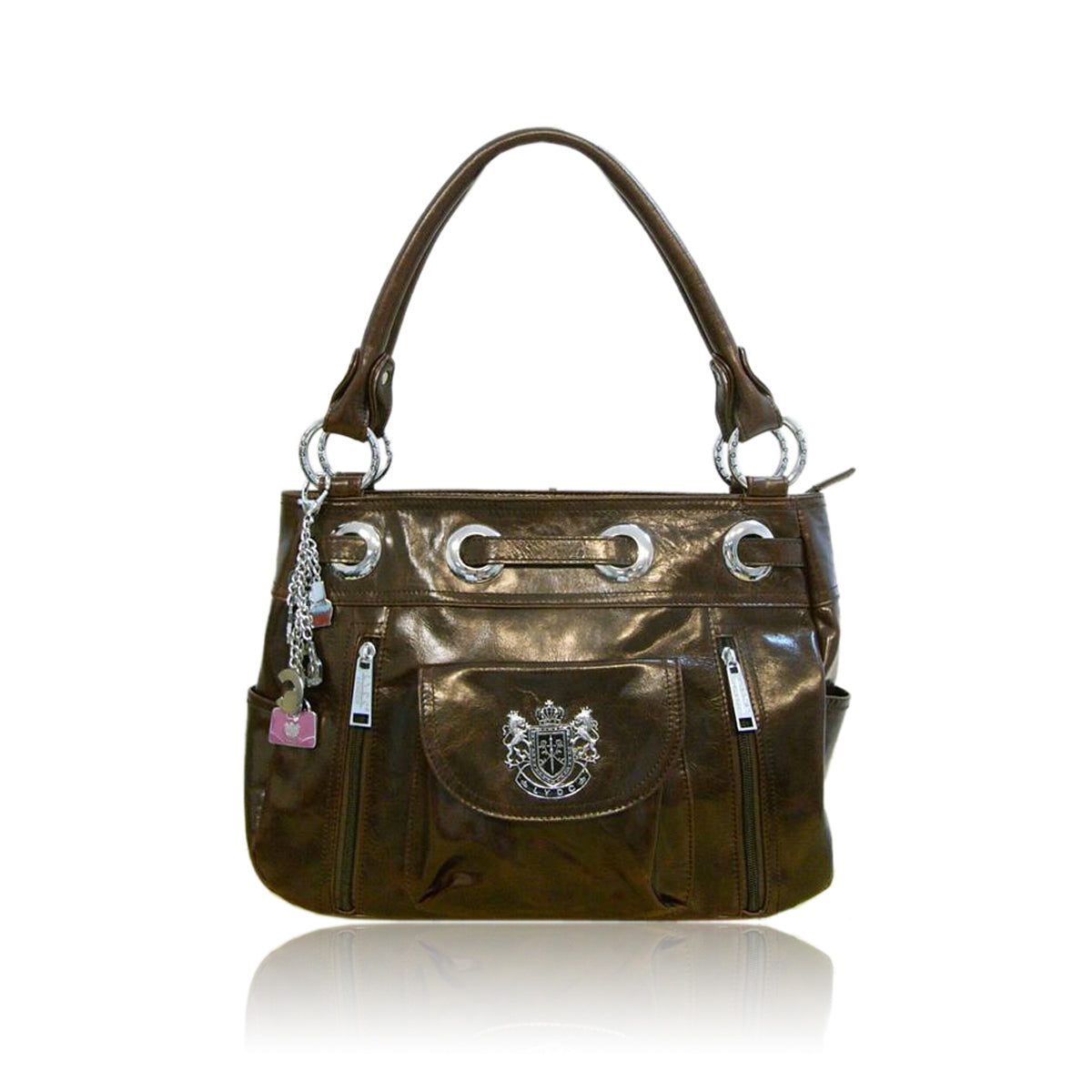 LYDC CLASSIC LEATHER HANDBAG IN DARK BROWN