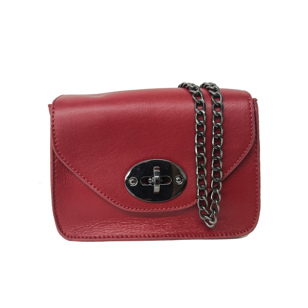 GESSY SMALL LEATHER SHOULDER BAG IN RED