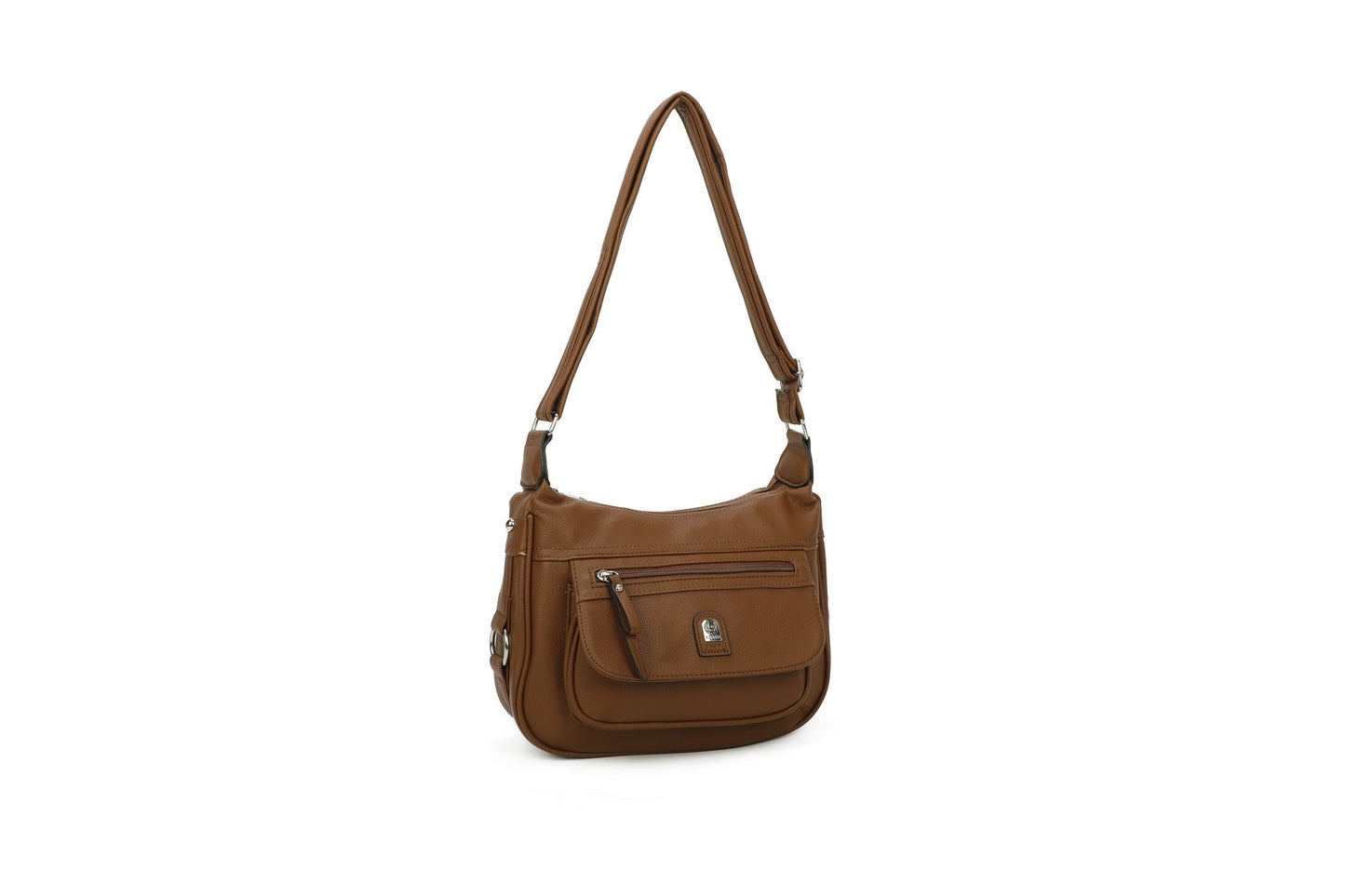 GESSY PU LEATHER CROSSBODY BAG IN BROWN