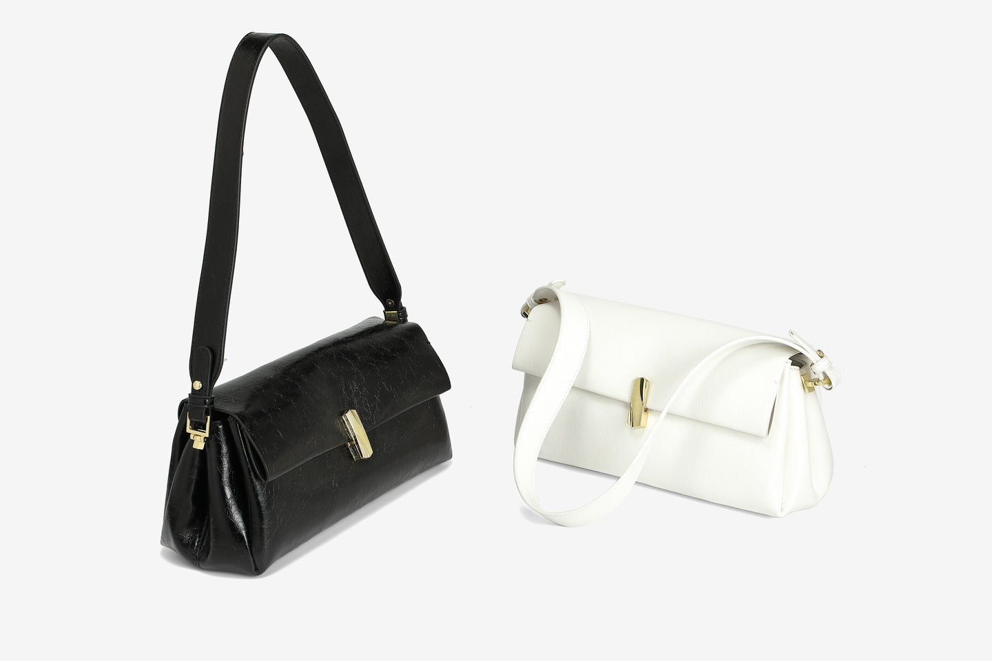 GESSY TWIST LOCK FLAP SHOULDER BAG IN WHITE