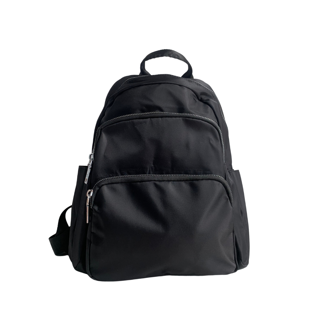 GESSY NYLON MULTI-LAYER BIG BACKPACK IN BLACK