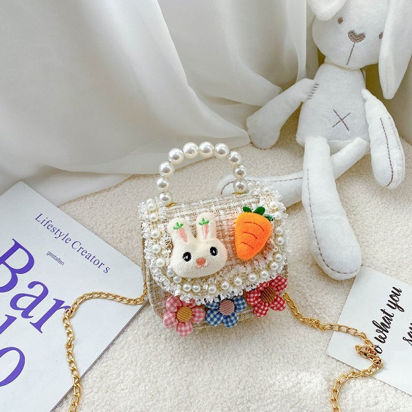 GESSY BUNNY AND CARROTS KID HANDBAGS WITH PEARL HANDLE