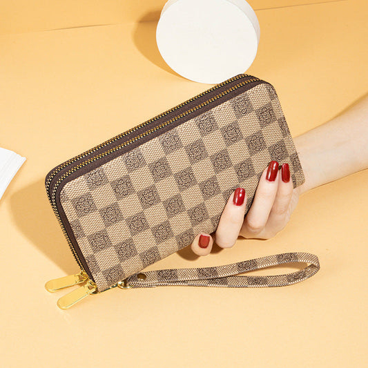 GESSY CLASSIC PRINT PLAID PURSE WALLET IN GREY