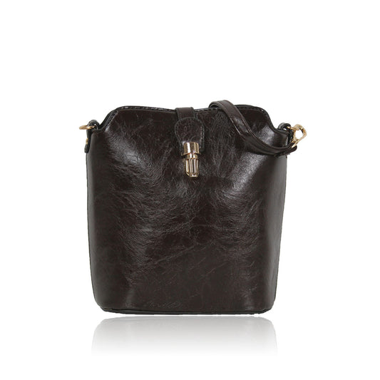 GESSY SLEEK VEGAN LEATHER LOOP LOCKER HANDBAG IN COFFEE