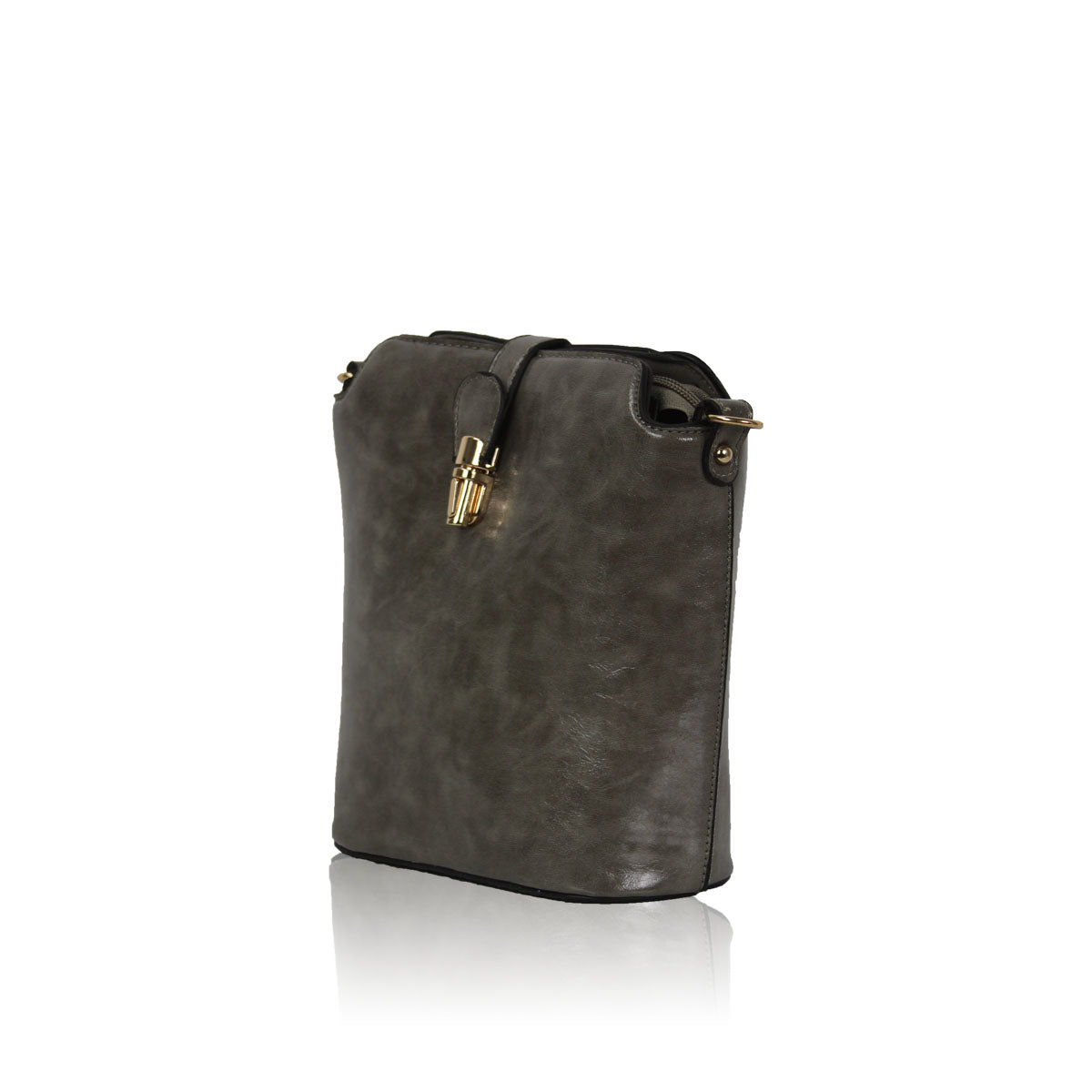 GESSY SLEEK VEGAN LEATHER LOOP LOCKER HANDBAG IN GREY