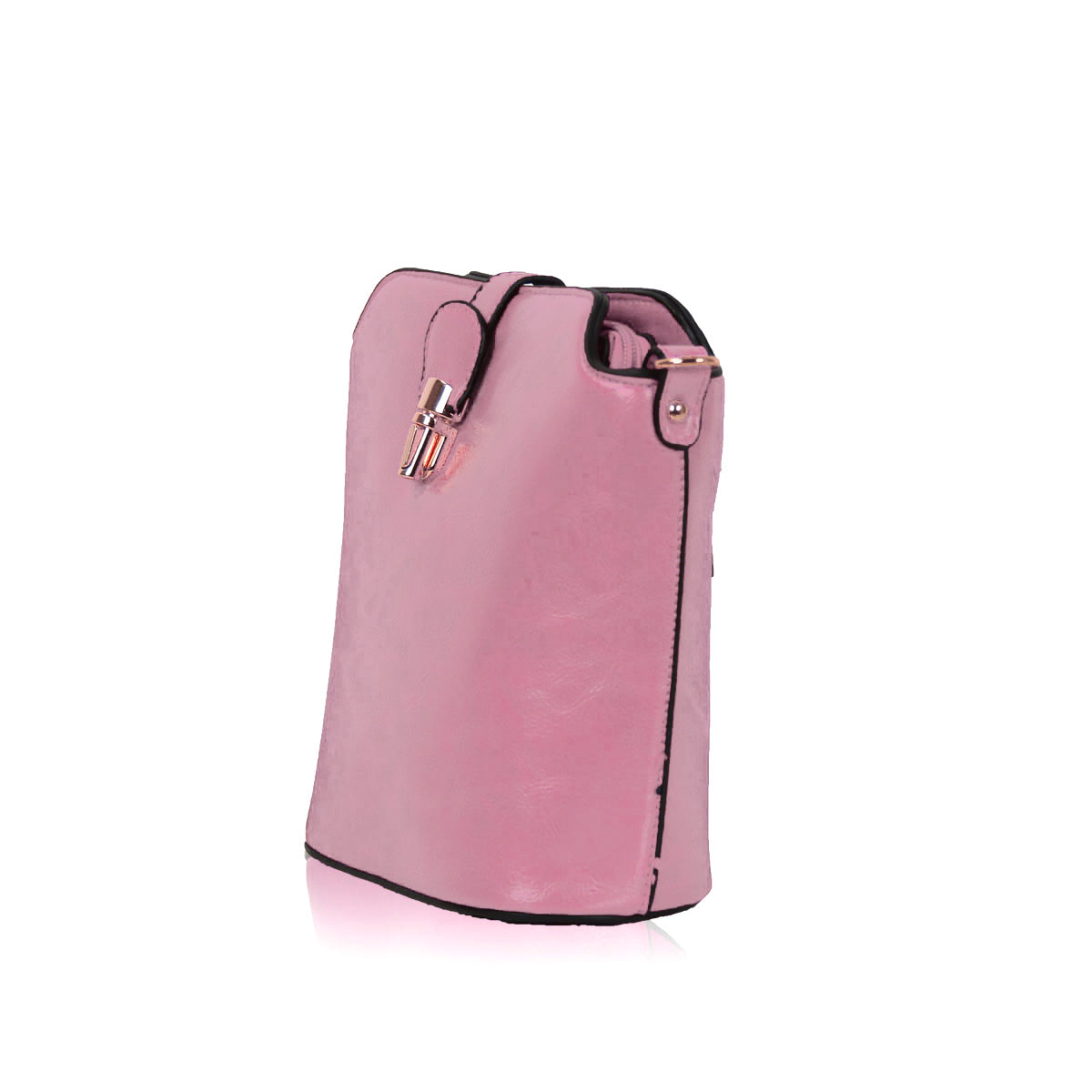 GESSY SLEEK VEGAN LEATHER LOOP LOCKER HANDBAG IN DUSTY PINK