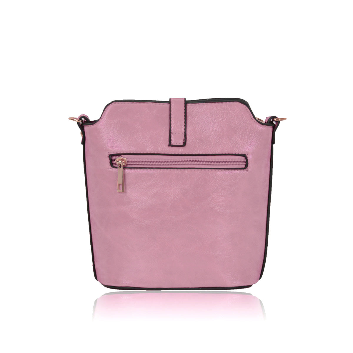 GESSY SLEEK VEGAN LEATHER LOOP LOCKER HANDBAG IN DUSTY PINK