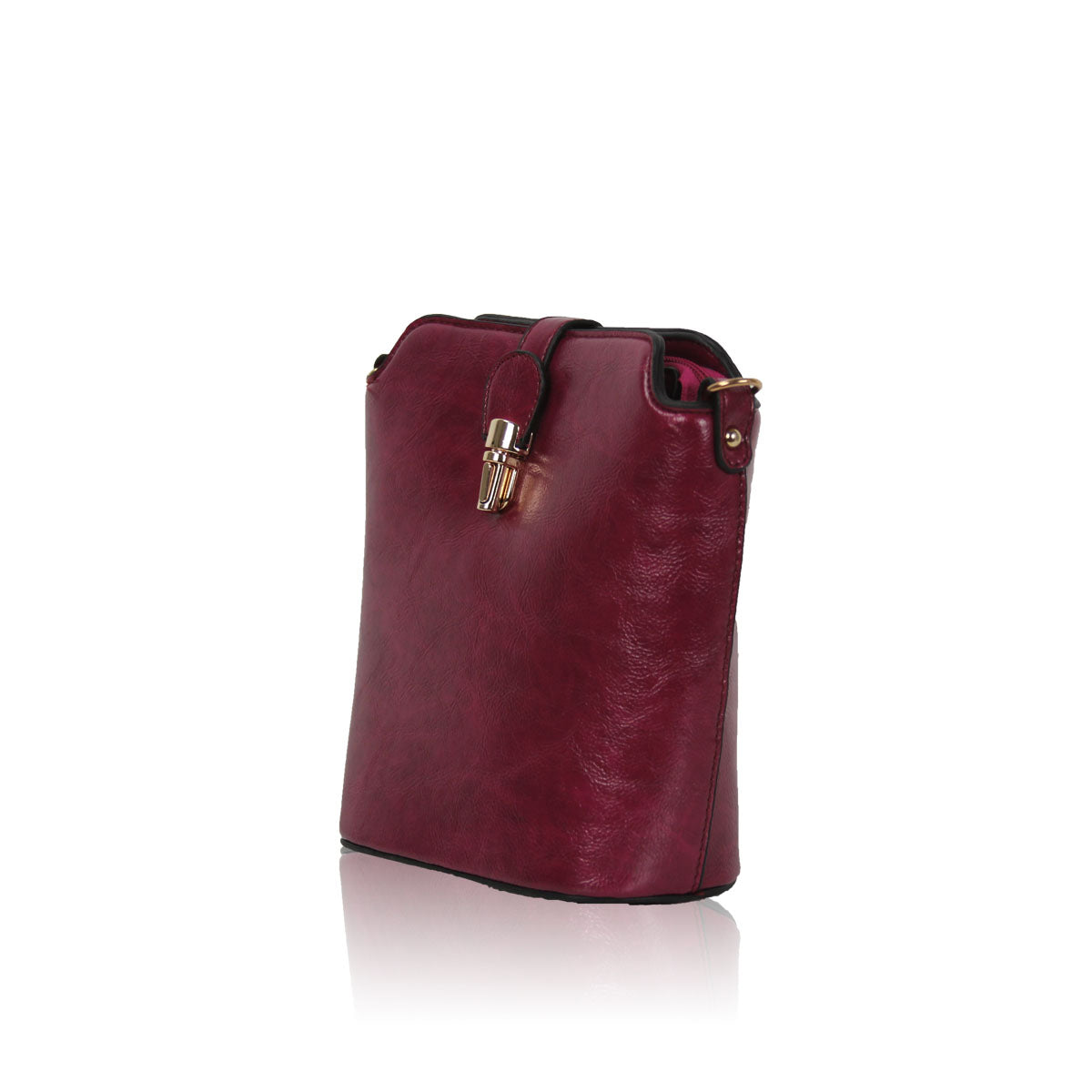 GESSY SLEEK VEGAN LEATHER LOOP LOCKER HANDBAG IN WINE