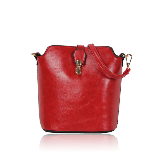 GESSY SLEEK VEGAN LEATHER LOOP LOCKER HANDBAG IN RED