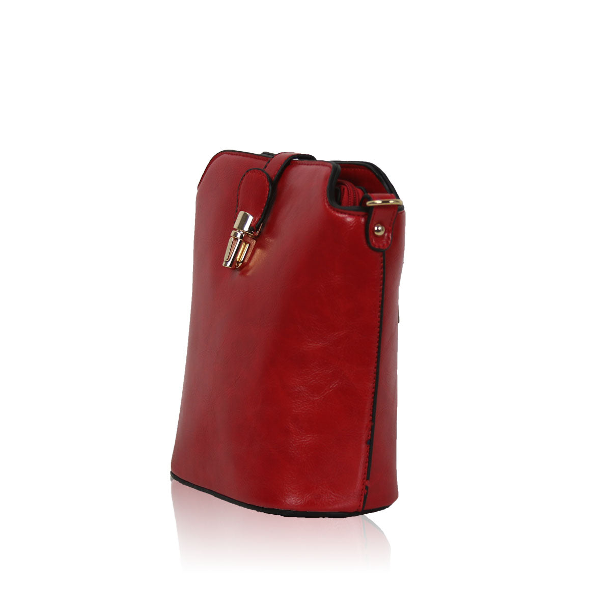 GESSY SLEEK VEGAN LEATHER LOOP LOCKER HANDBAG IN RED