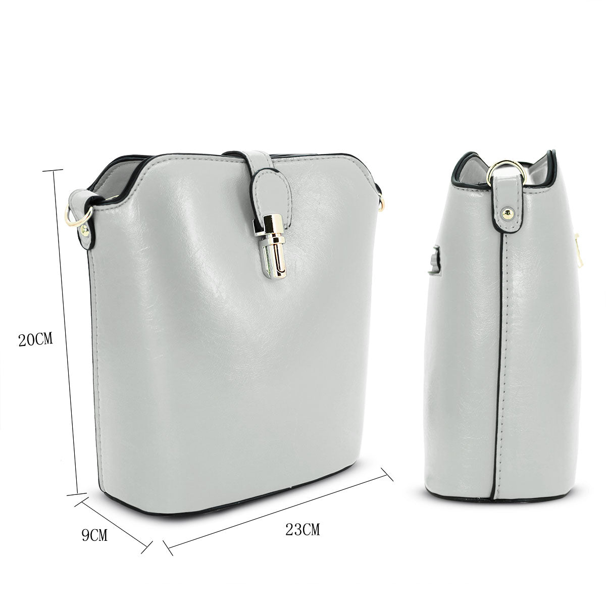GESSY SLEEK VEGAN LEATHER LOOP LOCKER HANDBAG IN SILVER