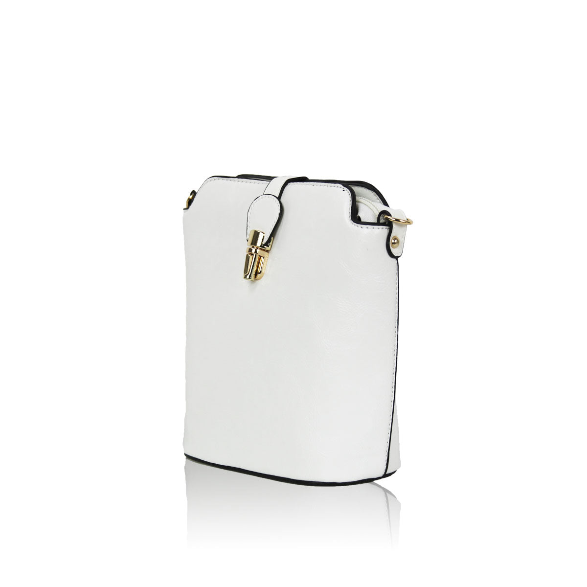 GESSY SLEEK VEGAN LEATHER LOOP LOCKER HANDBAG IN WHITE