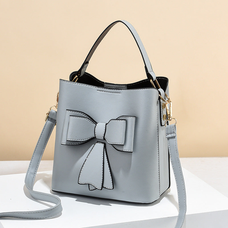 GESSY TOTE HANDBAG BOW TIE BAG OPTIONAL SHOULDER STRAP IN GREY
