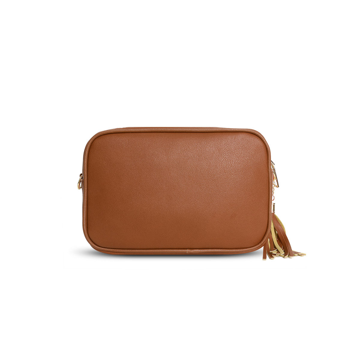 GESSY QUILTED TASSEL SHOULDER BAG WITH CHAIN STRAP IN BROWN
