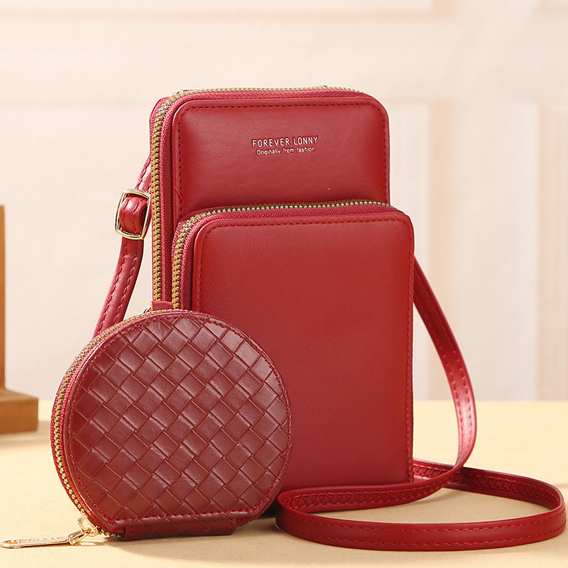 GESSY CROSSBODY PHONE BAG WITH CASH POUCH 2 PCS SET IN RED