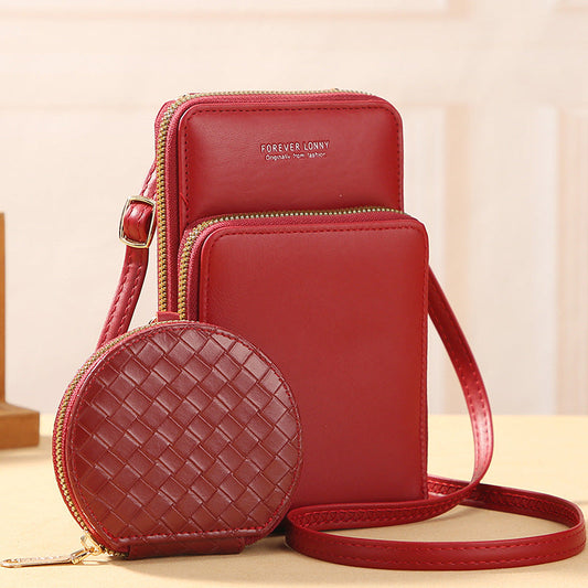 GESSY CROSSBODY PHONE BAG WITH CASH POUCH 2 PCS SET IN RED