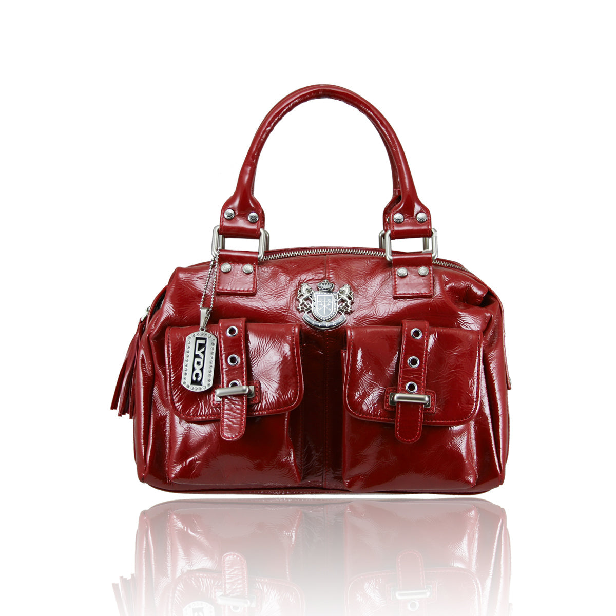 LYDC REAL LEATHER MULTI POCKET CITY BAG IN RED