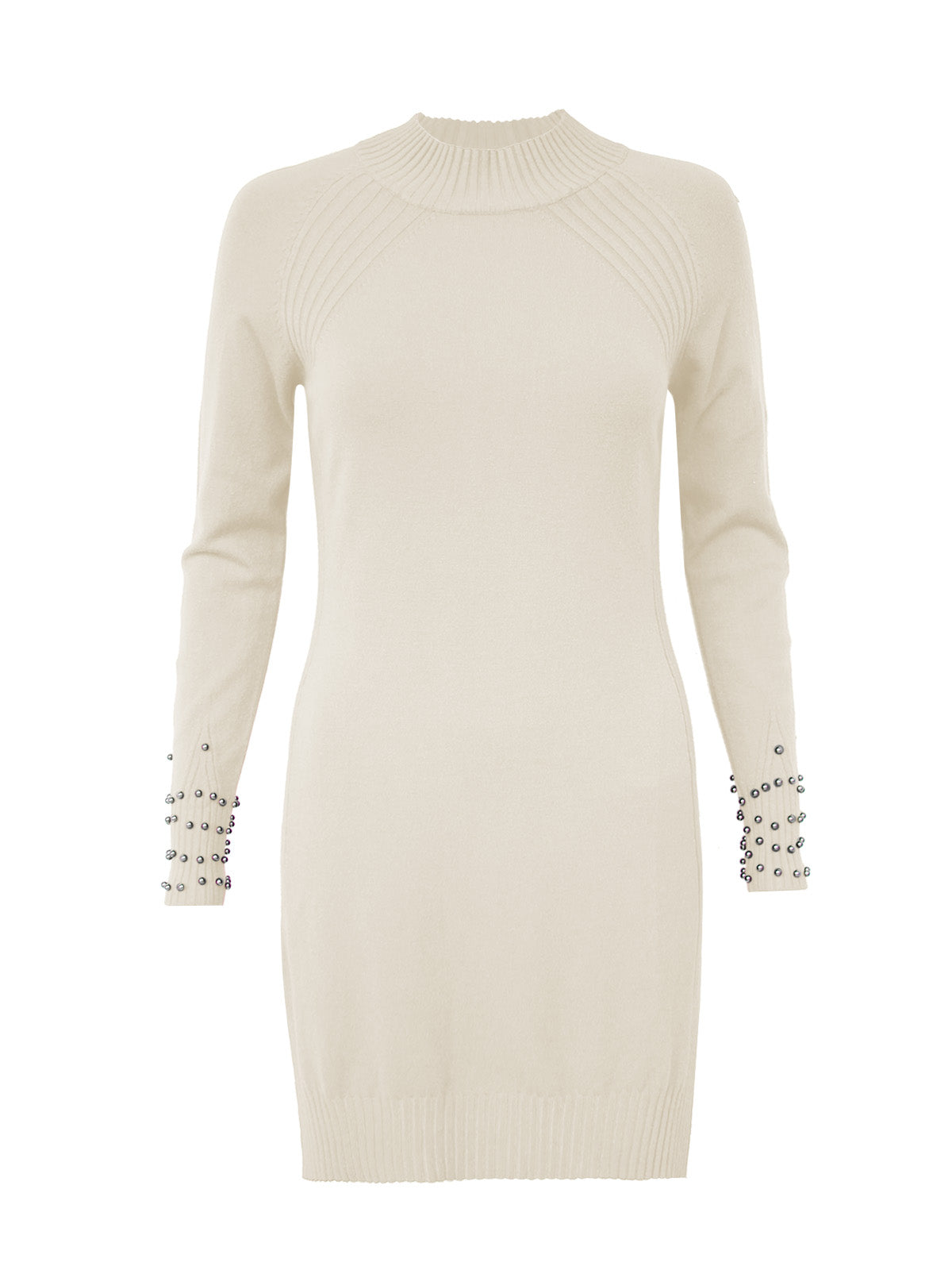 Anna Smith Turtle neck beaded cuffs side split long sleeves bodycon dr Chic Accents Anna Smith Turtle neck beaded cuffs side split long sleeves bodycon dr Chic Accents