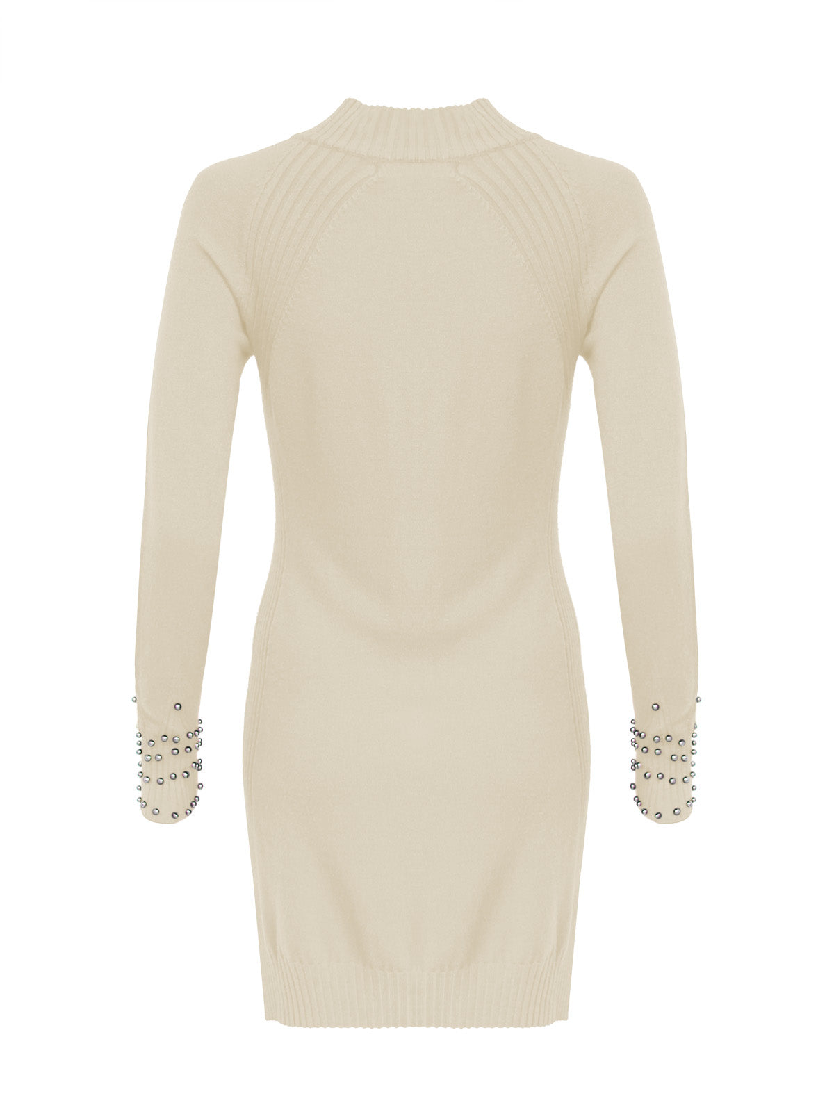 Anna Smith Turtle neck beaded cuffs side split long sleeves bodycon dress
