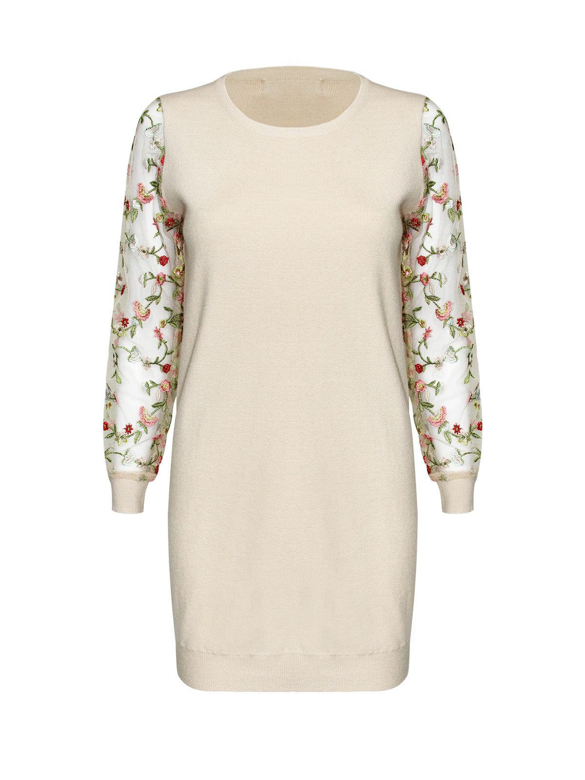 Anna Smith Ladies embroidered mesh sleeves knitted bodycon dress