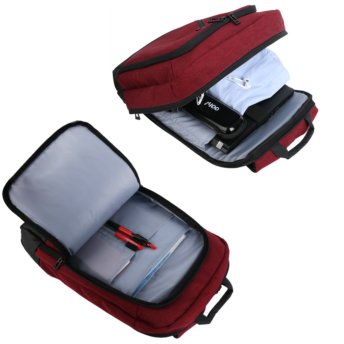 DSUK FRONT ZIP FUCTIONAL LAPTOP BACKPACK IN RED